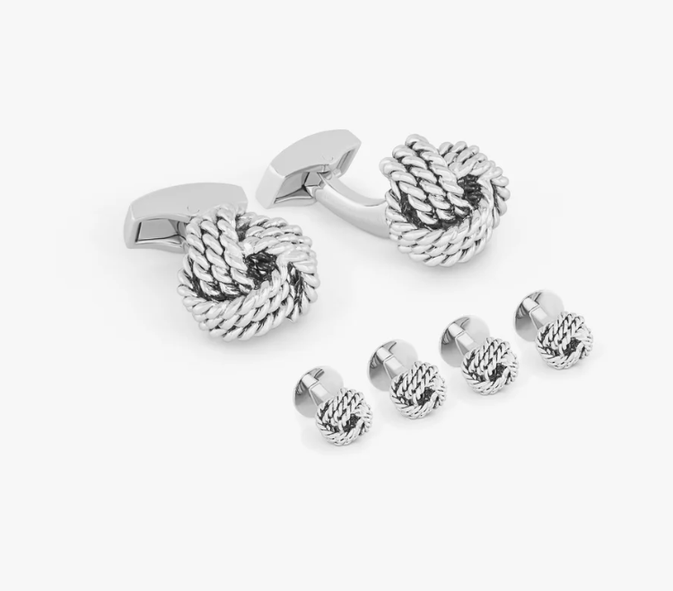 Cable Knot Stud Set Palladium Plated