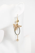 Load image into Gallery viewer, Asymmetrical celestial oval drop earrings - gold