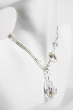 Load image into Gallery viewer, Silver chain link necklace with asymmetrical Swarovski crystals