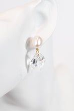 Load image into Gallery viewer, Freshwater pearl stud gold earrings with Swarovski crystal drop