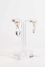 Load image into Gallery viewer, Freshwater pearl stud gold earrings with Swarovski crystal drop