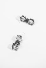 Load image into Gallery viewer, Gunmetal cube crystal drop earrings
