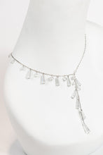 Load image into Gallery viewer, Asymmetrical authentic crystal lariat necklace with silver chain