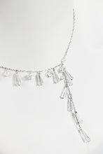 Load image into Gallery viewer, Asymmetrical authentic crystal lariat necklace with silver chain