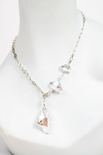 Load image into Gallery viewer, Silver chain link necklace with asymmetrical Swarovski crystals