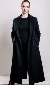 Demi-Couture Cashmere Double Breasted Overcoat - Black