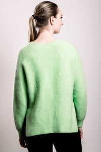 Plush V-neck Sweater - Apple Green