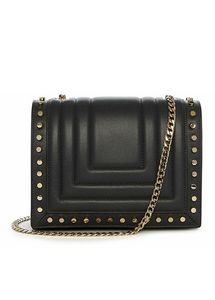 Luana Studded Black Leather Crossbody