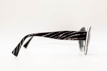 Load image into Gallery viewer, Zebra Striped Cat-Eye Sunglasses - Black and Grey