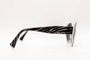 Zebra Striped Cat-Eye Sunglasses - Black and Grey