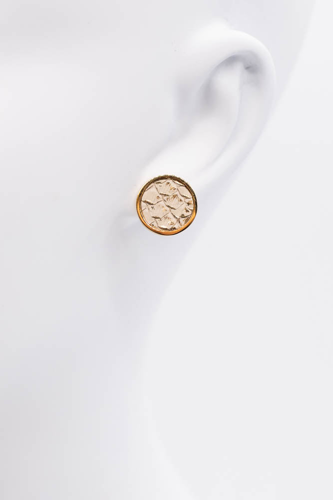 Python gold stud earrings - Ivory