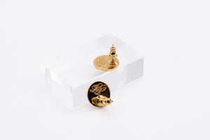 Python gold stud earrings - Ivory