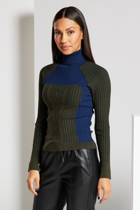 Contour Color Block Turtleneck Sweater